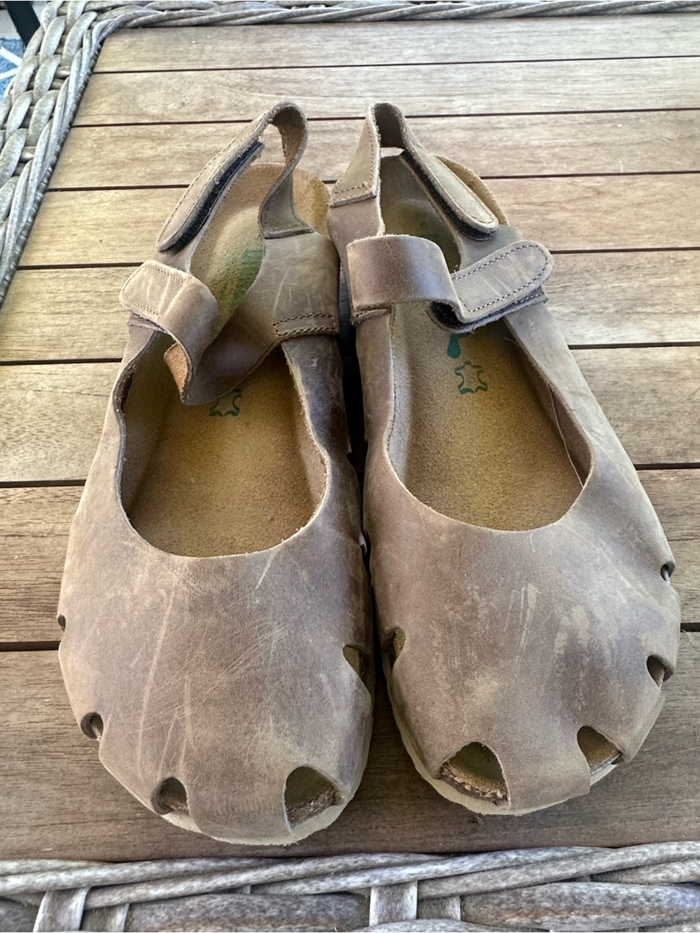 BioNatura brown leather Solo Mary Jane Slingback Sandals 39/8